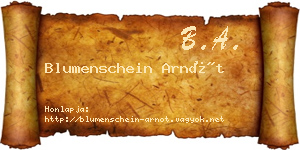Blumenschein Arnót névjegykártya